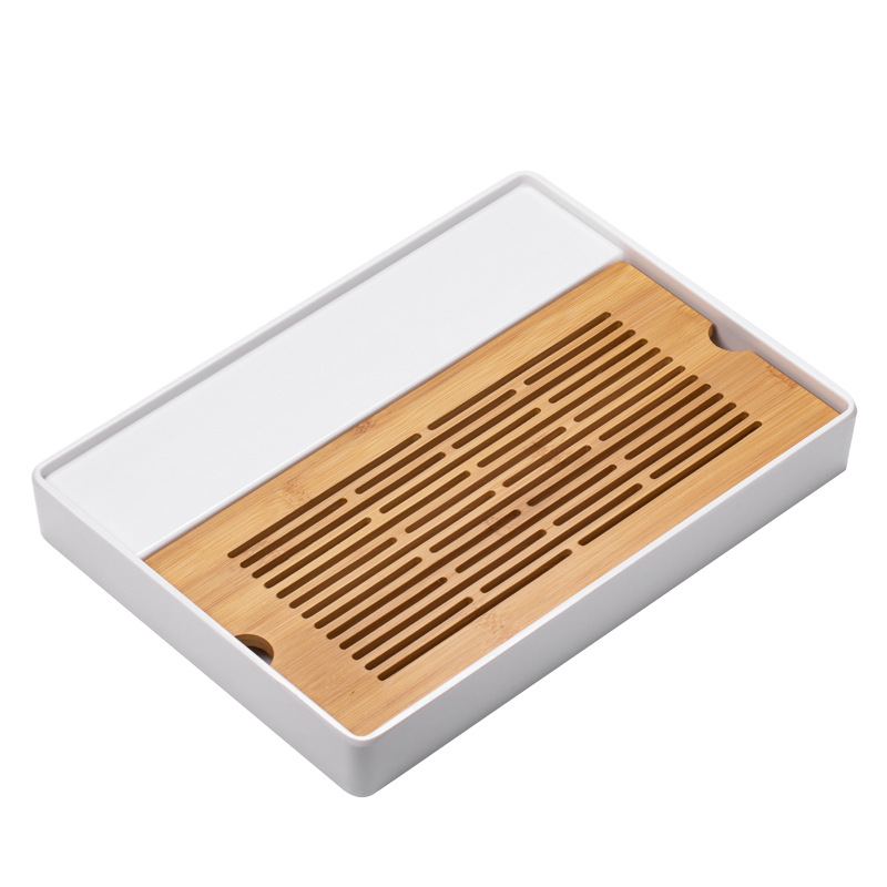 Khay trà tre đơn giản kiểu Nhật, khay pha khô melamine kiểu trữ nước gia dụng cỡ nhỏ, Bộ trà Kungfu, khay trà bàn trà