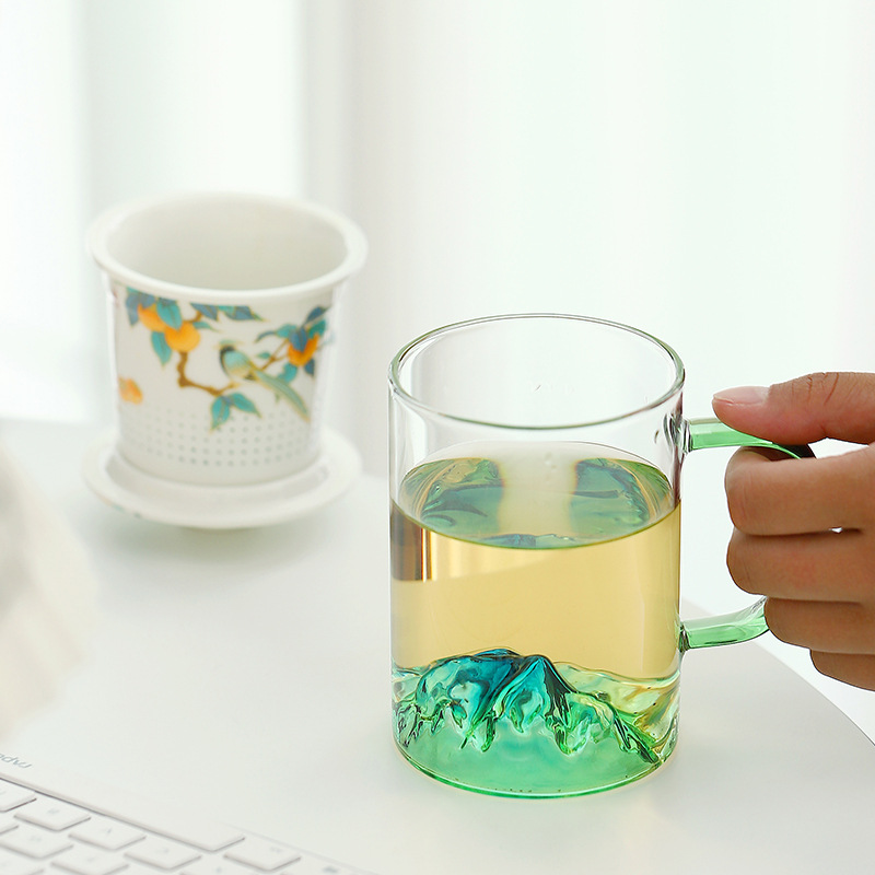 Mọi thứ Ruyi Guanshan Glass Văn phòng Cốc tách trà có nắp cốc dung tích lớn Cốc pha trà Kung Fu Cốc uống nước