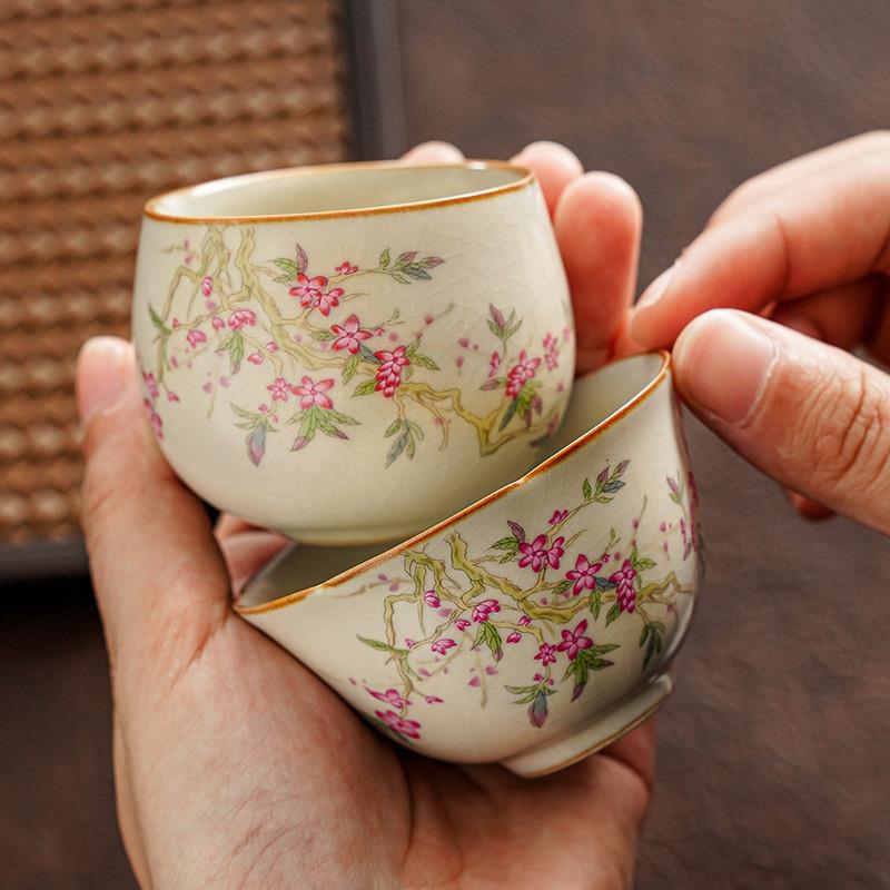 Cốc trà Ruyao màu be, cốc trà, cốc cao cấp, cốc chủ chuyên dụng cá nhân Trung Quốc, bộ trà gốm sứ Kung Fu