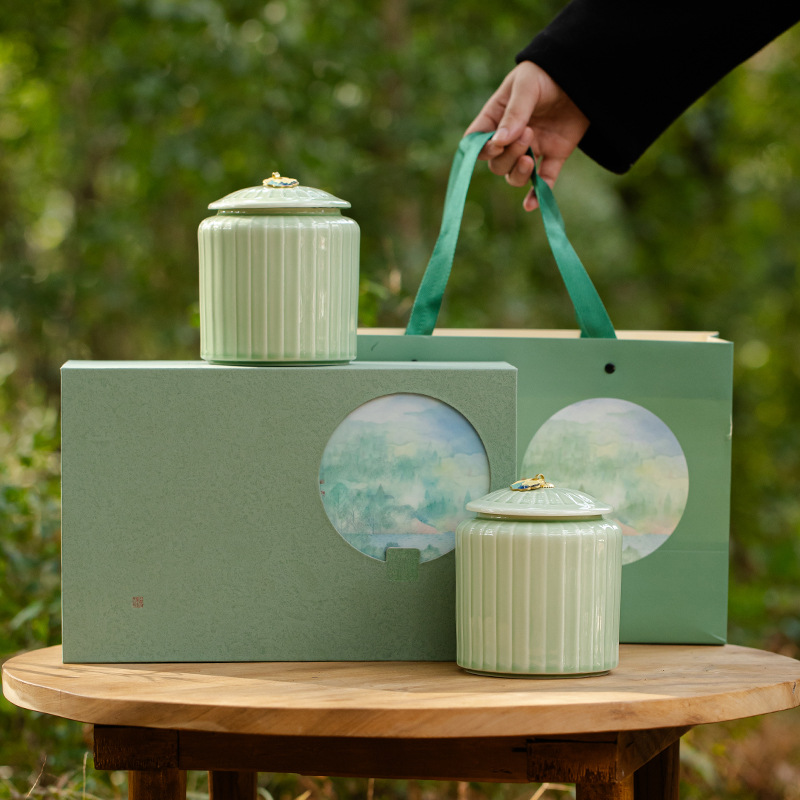 Hộp quà trà xanh mới hộp rỗng hộp gốm hộp đựng hộp quà rỗng trà Long Tỉnh thông dụng Biluochun Yulu Maojian