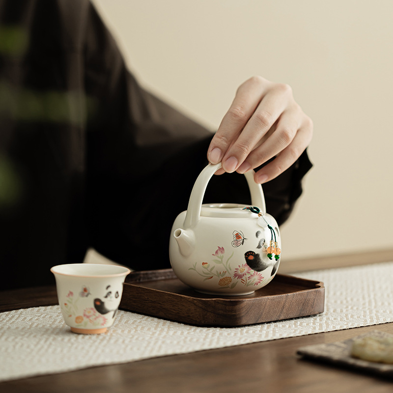 Ấm trà bộ trà Kung Fu dung tích lớn dùng trong gia đình ấm trà đơn ấm trà gốm sứ kiểu Trung Quốc