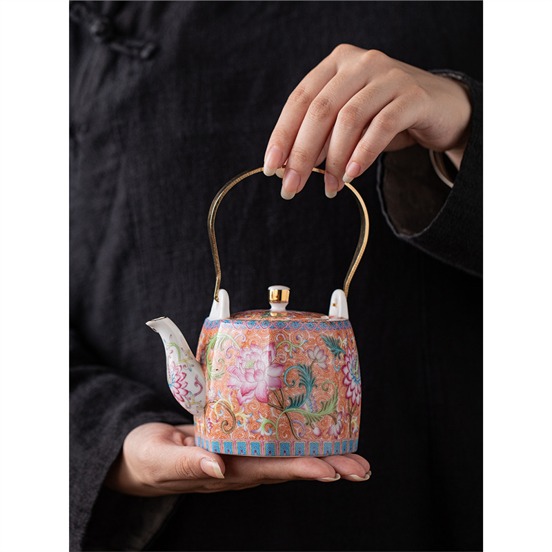 Bộ trà du lịch tráng men kiểu Trung Quốc một ấm bốn cốc hộp quà ấm trà gốm sứ bán buôn