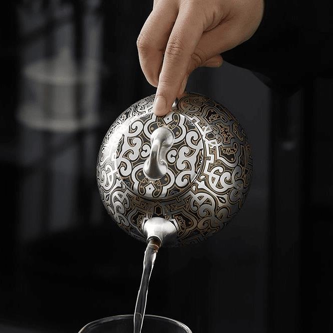 Ấm Phong Minh thời Chiến Quốc cao cấp Ấm pha trà mạ bạc handmade Ấm trà Xi Shi Ấm trà mạ bạc Bộ trà Kung Fu gốm sứ