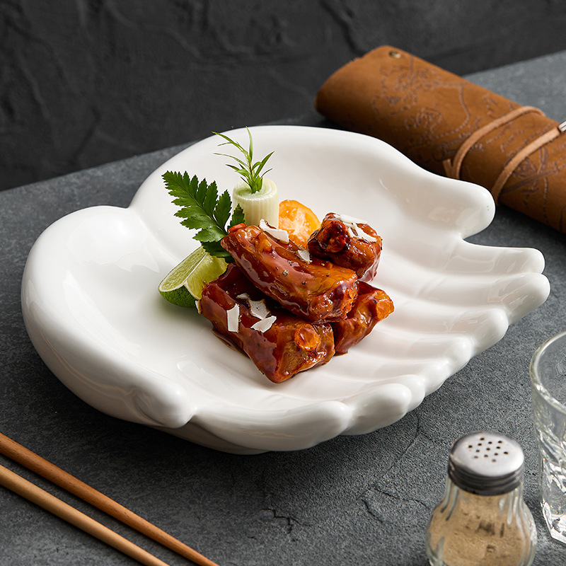 Khách sạn có hình dạng đặc biệt đĩa cách nhiệt hai lớp cam bergamot nhà hàng sáng tạo cao cấp gốm sứ nghệ thuật đĩa bộ đồ ăn đĩa đĩa ăn