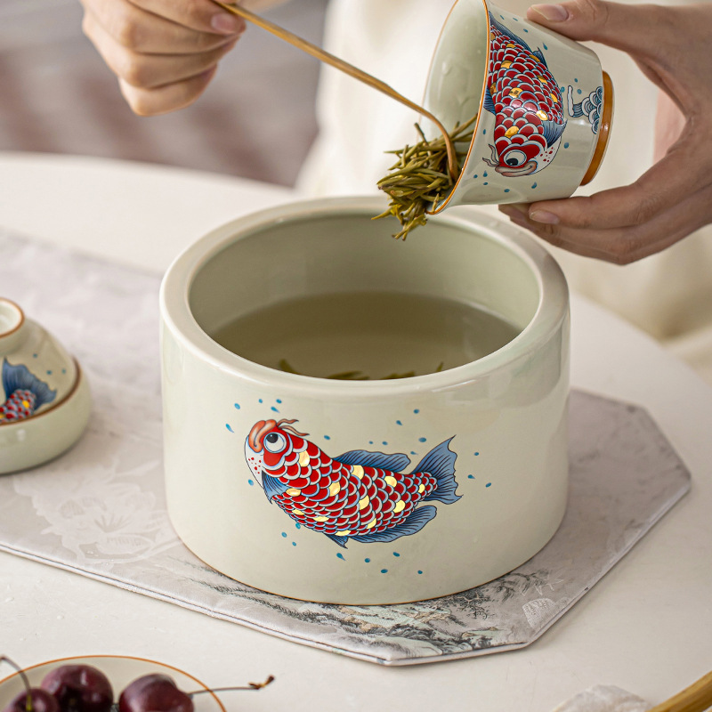 Màu xám thực vật, đồ cổ Jianshui, Jinyumantang, rửa cốc, rửa cốc, rửa bút, thùng bã trà, thùng trà, phụ kiện trà đạo