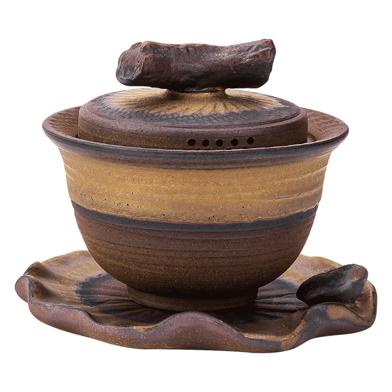 Gốm thô gốm sứ ba tài có nắp Bộ ấm cầm tay cốc trà cỡ lớn đơn Bộ trà Kung Fu bán buôn trà