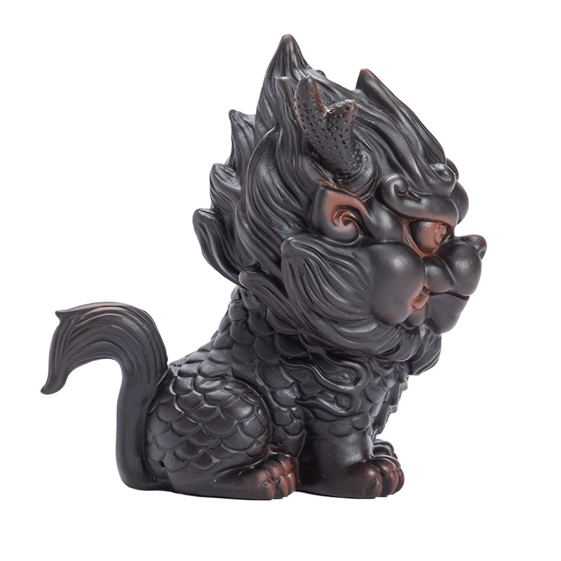 Đồ trang trí thú cưng trà Kylin Đồ gốm màu tím tốt Rui Beast có thể nuôi được bàn trà văn phòng khay trà đồ thủ công trang trí đồ thủ công chơi trà may mắn