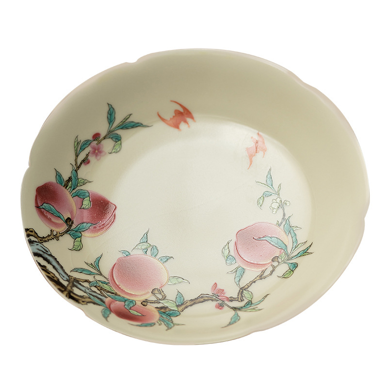 Ấm chín đào lò Ru cổ có tấm mở có thể nâng được khay đựng bằng gốm sứ khay đựng hoa quả khô gia dụng khay đựng đồ uống giải khát