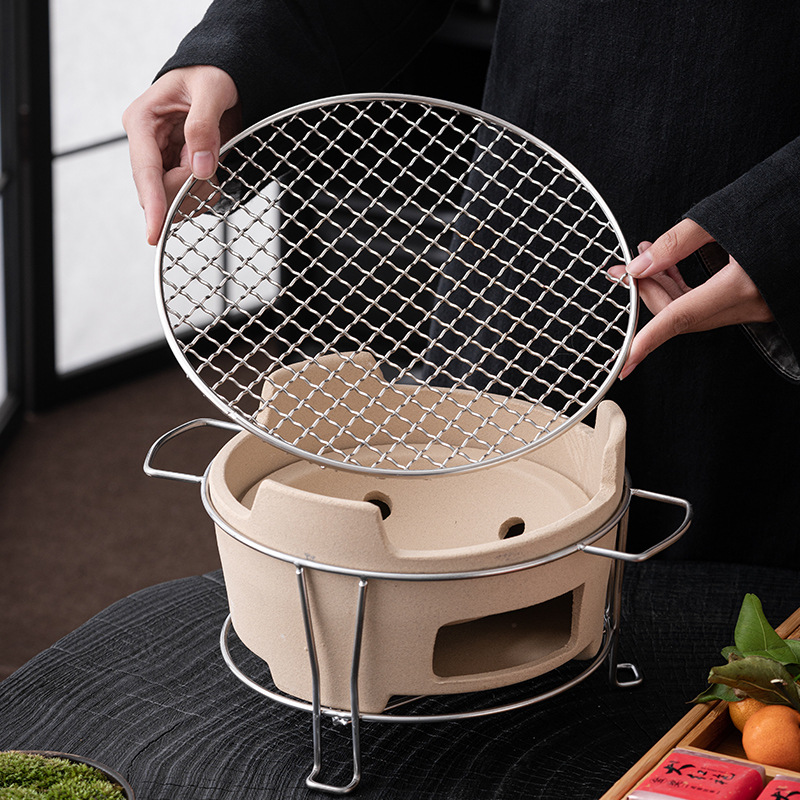 Bếp nấu chè nướng lưới 304 bếp gốm điện tròn inox bếp than củi khay sắt nướng phụ kiện thiết bị