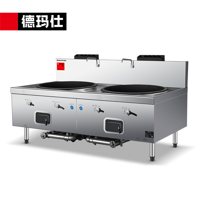 Bếp gas Demashi với bề mặt nấu rộng, hai bếp, nấu nhanh, chảo lớn hai đầu bằng sắt, không mùi khi nấu.