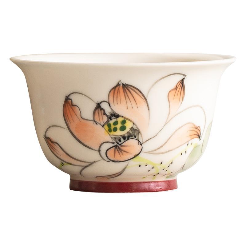 Cốc chủ cao cấp, tách hoa sen vẽ tay, tách trà gia dụng cỡ lớn, tách trà đặc biệt, tách trà