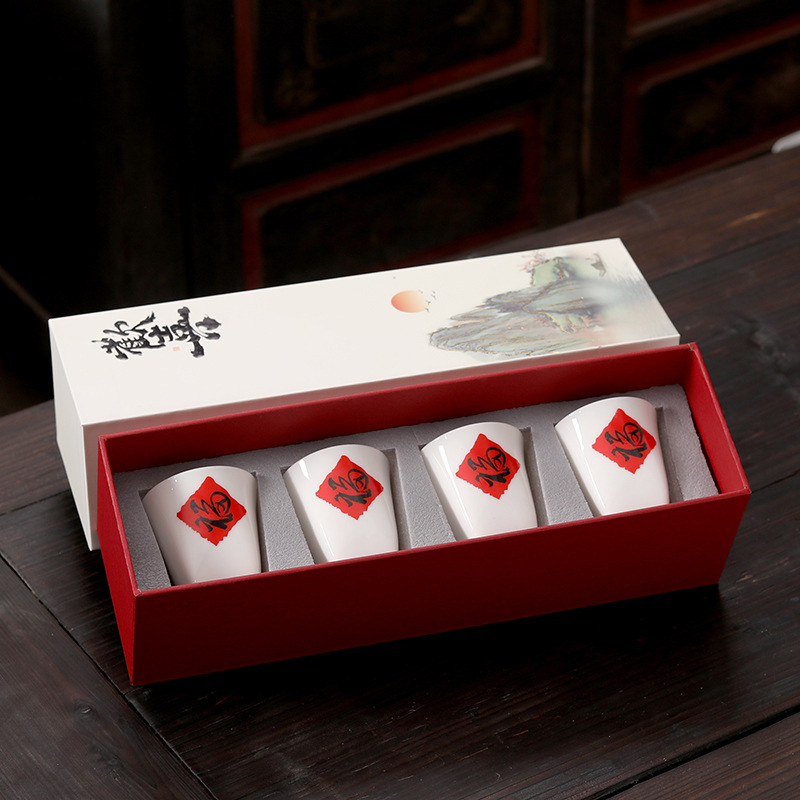 Cốc chủ nhân sứ trắng Dehua cốc trà gia dụng sành điệu quốc gia cốc trà cốc pha trà cỡ lớn bộ trà gốm sứ nhiệt độ cao