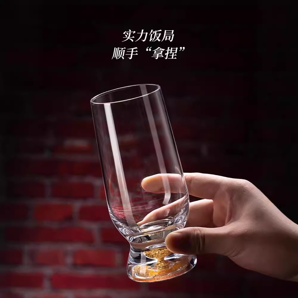 Ly bia pha lê mạ vàng, dung tích lớn, ly bia dày, giá đỡ ly xoay sáng tạo cao cấp, ly bia thủ công