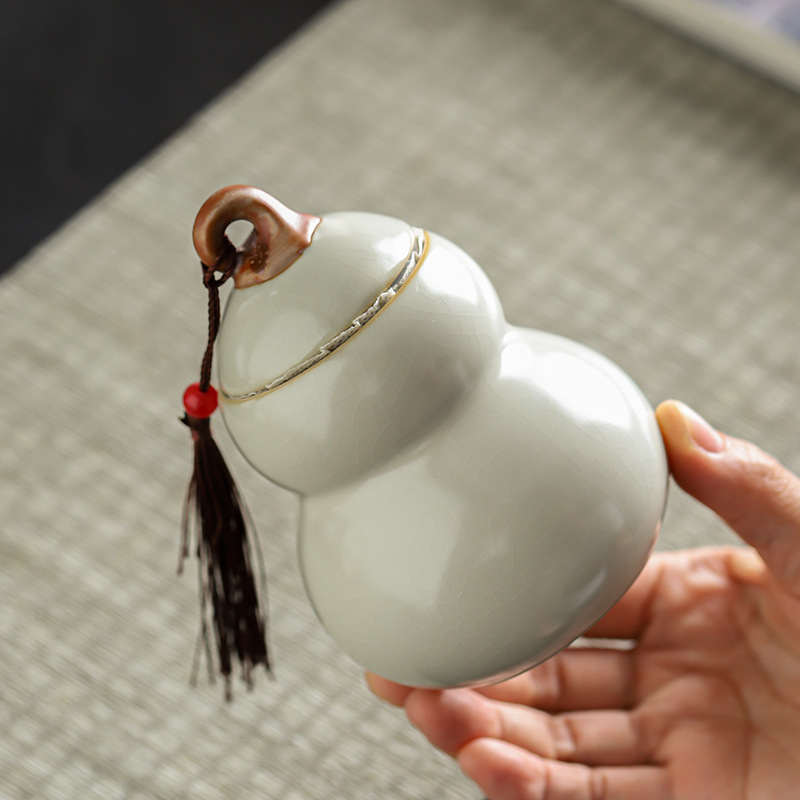 Bình đựng trà gốm sứ Ruyao, bình rỗng, bình nhỏ, bình đựng trà xanh, trà đen gia dụng, bình đựng trà chống ẩm cầm tay