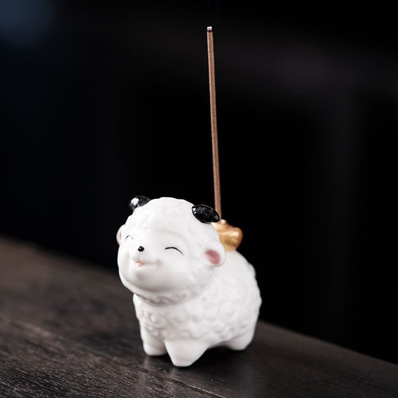 Cừu nhỏ hương đế khay hương gỗ đàn hương dọc gốm sứ hộ gia đình hương trong nhà đồ trang trí cao cấp