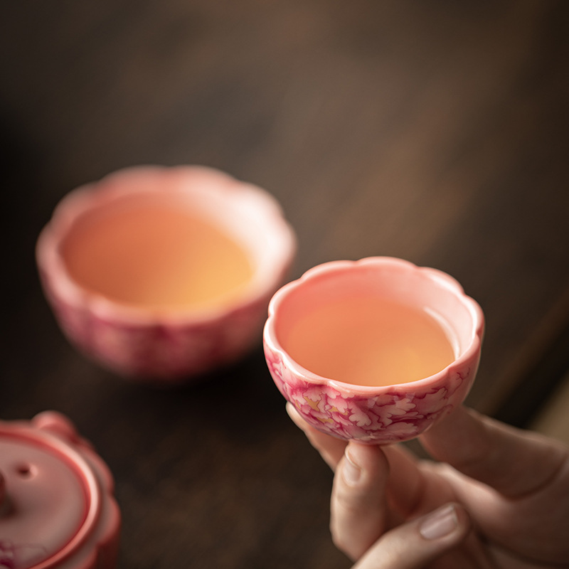 Thạch mỡ lợn bột đỏ Bộ trà du lịch quốc gia Sắc Thiên Hương Một ấm hai cốc Ấm trà gốm sứ gia dụng Cốc nhanh tiện dụng