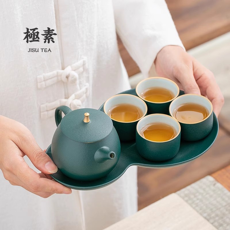 [Giảm giá thông quan đặc biệt] Bộ ấm trà Kung Fu gia dụng văn phòng hiện đại Trung Quốc khay trà hộp quà tách trà