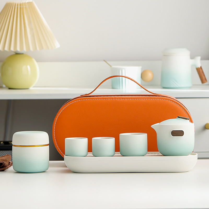Bộ ấm trà du lịch, Bộ ấm chén du lịch cắm trại, Túi đựng đồ xách tay ngoài trời đơn giản, Bộ trà Kung Fu đơn giản