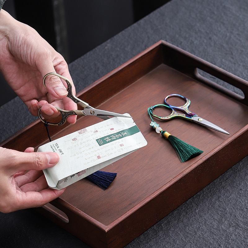 Kéo trà hoa mận kéo nghệ thuật trà cổ điển kéo trà thép không gỉ túi trà kéo nhỏ phụ kiện trà đạo Kung Fu