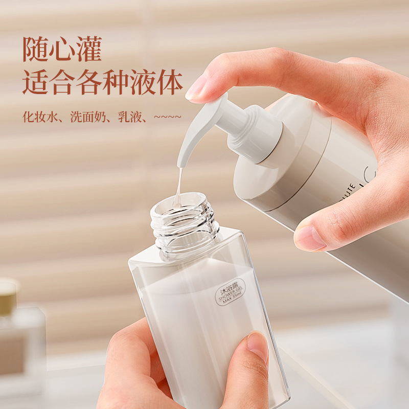 Chai phụ du lịch, chai đựng đồ bốn trong một cầm tay loại ấn chân không, Bộ chai xịt trong suốt sang trọng nhẹ