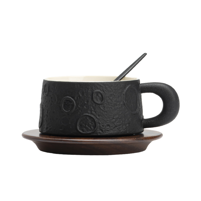 Bộ cốc và đĩa cà phê Nhật Bản Chupu Cốc gốm cốc Latte miệng núi lửa có giá trị cao cốc ăn sáng gia dụng