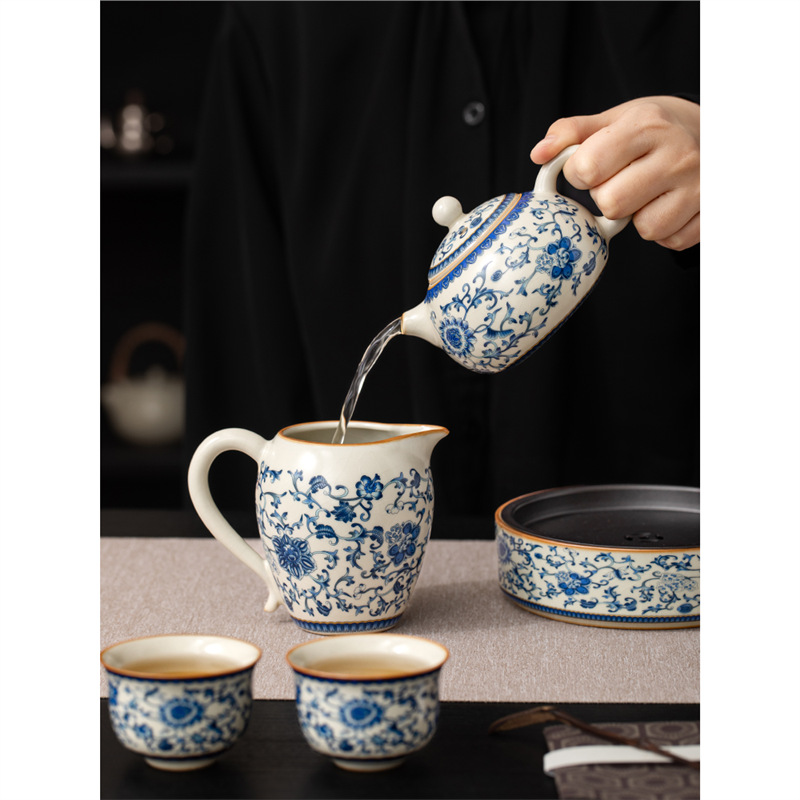 Ấm trà Xishi trong lò Ru màu xanh và trắng, ấm trà Xishi, ấm trà Kung Fu gia dụng, ấm trà cao cấp