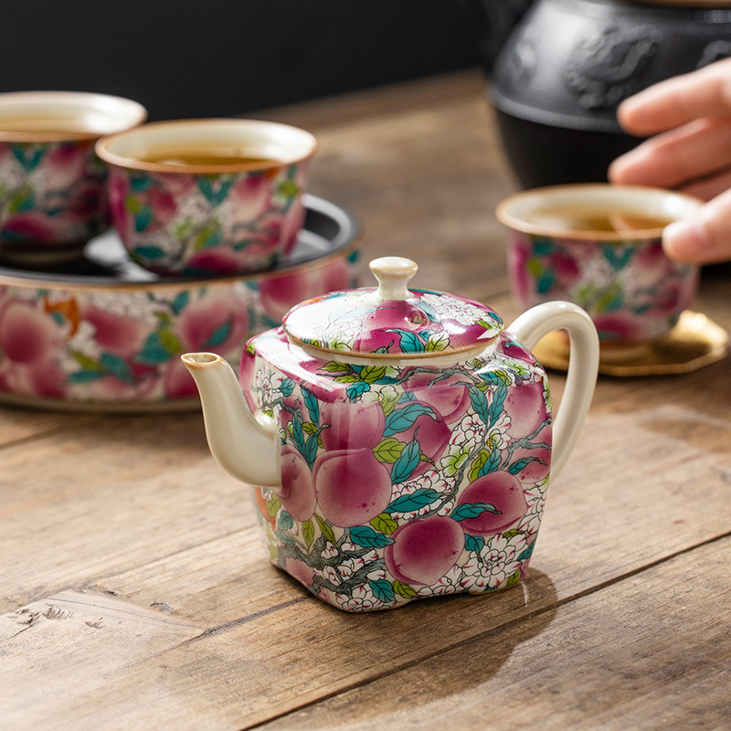 Ấm trà hình vuông Trung Quốc Ru Lò nung Wantao kiểu mới 2024 ấm trà ấm trà cao cấp gia dụng dụng cụ pha trà bộ trà Kung Fu