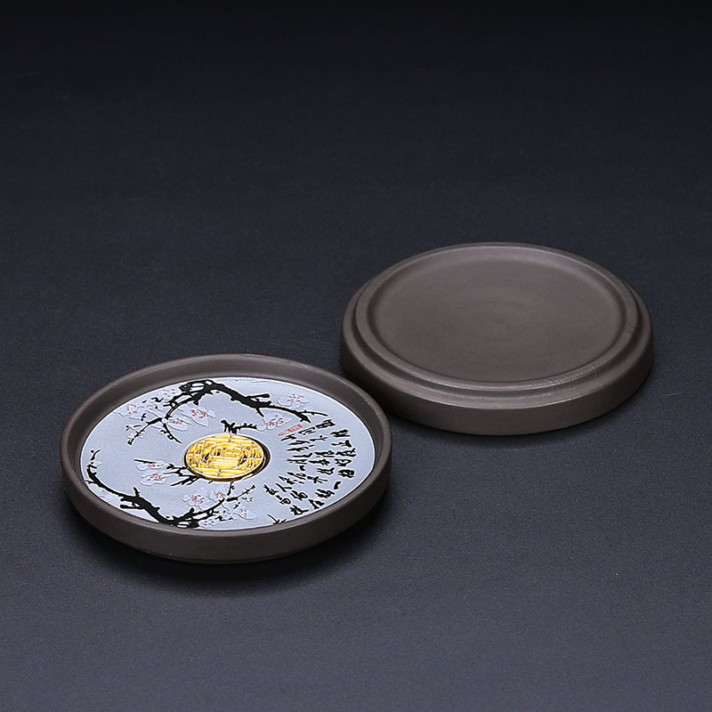 Lót cốc cát tím, khay đựng cốc, khay đựng trà, tách trà cách nhiệt đơn giản, bộ trà gia dụng, bộ trà, đệm cốc, phụ kiện trà đạo gốm sứ