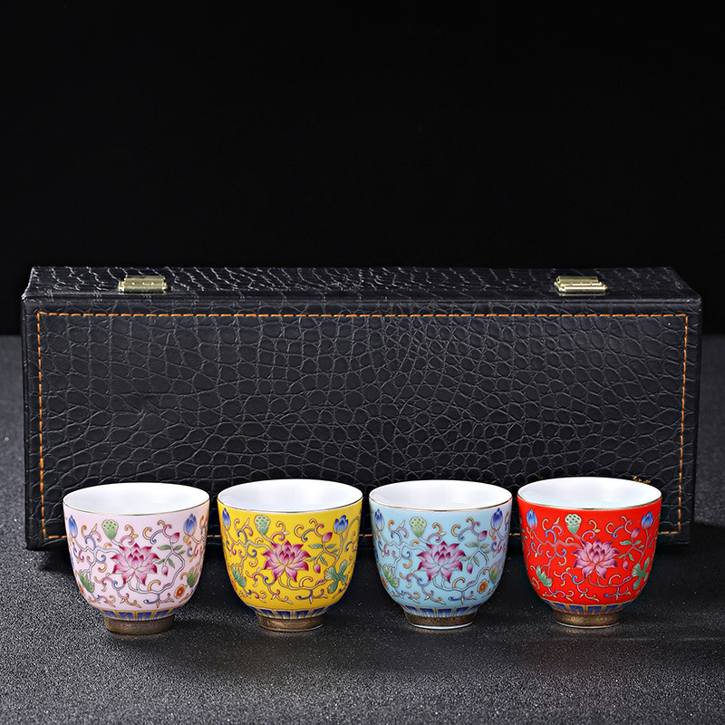 Cốc chủ nhân tráng men một cô gái nhỏ phấn màu gốm sứ Kung Fu bộ trà tách trà trà tách trà lưu niệm bán buôn