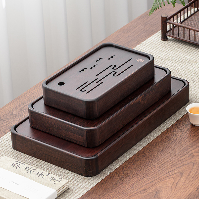 Bộ trà nhỏ văn phòng gia dụng bằng tre sang trọng, khay trà, Bộ trà kiểu trữ nước, khay trà Biển Trà Kiểu Nhật