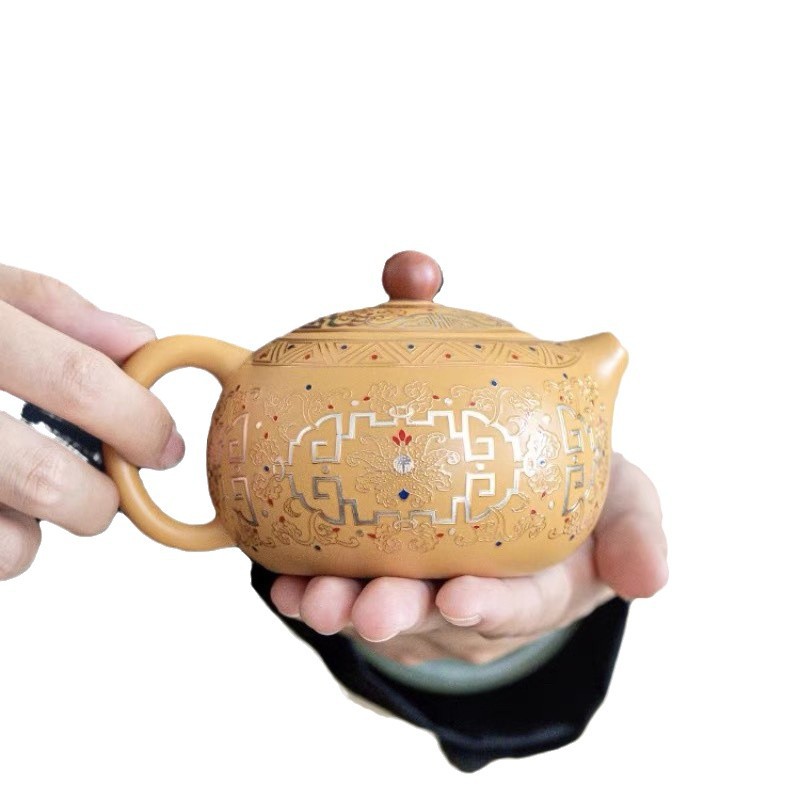 Ấm phong tử sa, ấm trà bằng gốm sứ tráng men nổi tiếng Đôn Hoàng, hai cốc