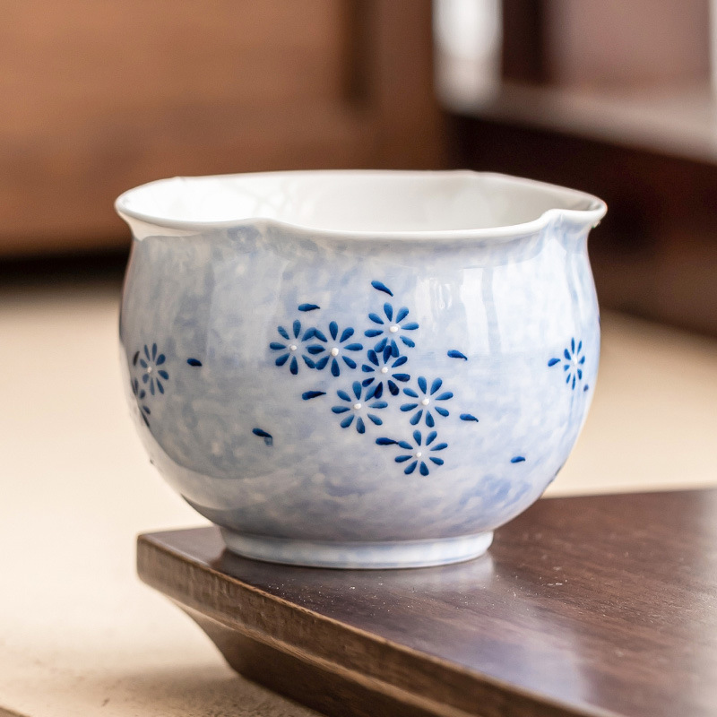 Cốc nụ hoa cúc xanh, cốc trà, cốc chủ bằng gốm, cốc đơn, cốc uống trà chuyên dụng cá nhân, cốc trà sang trọng nhẹ, cỡ lớn