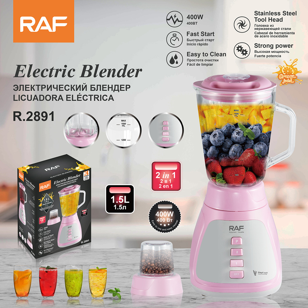 Máy xay sinh tố đa năng RAF 1.5L, máy xay thịt, máy làm sữa đậu nành, máy xay sinh tố, máy xay đa năng gia đình, máy ép trái cây, máy nấu ăn