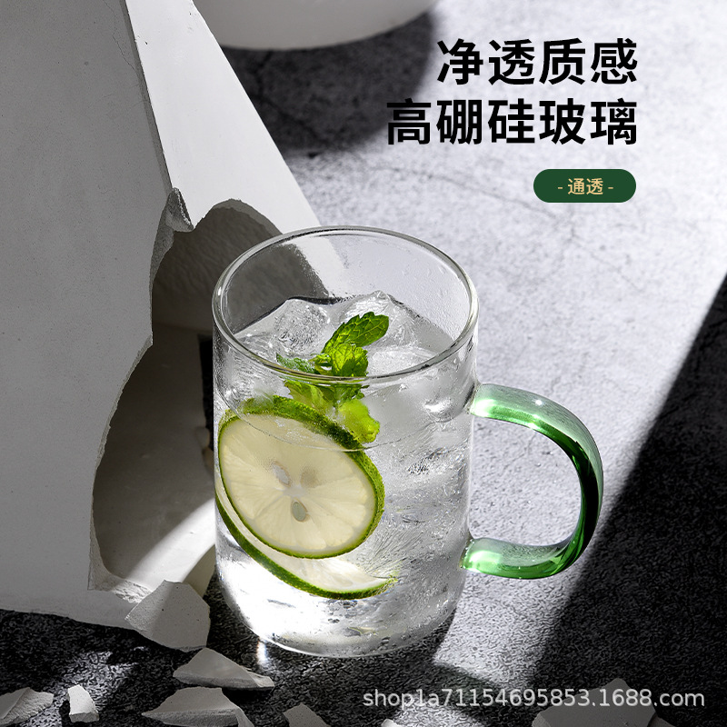 Cốc pha trà trong suốt gia dụng cốc pha trà chịu nhiệt cốc uống nước tay cầm chuyên dụng phòng khách bộ đồ tiếp khách nước ép trà xanh