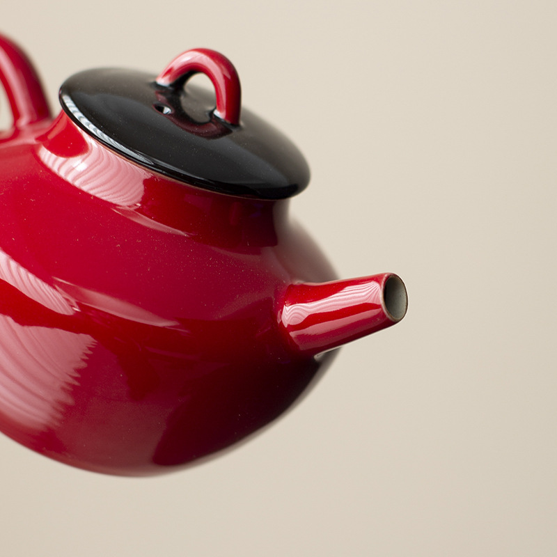 Ấm trà sứ tráng men đỏ Tử Cấm Thành, cốc trà, dụng cụ pha trà Kung Fu, dụng cụ pha trà gia dụng dành cho nữ, dụng cụ pha trà