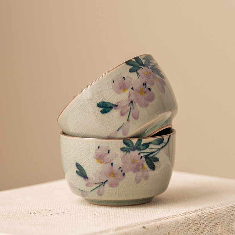 Tinh khiết vẽ tay Borneol Ngọc Lan cốc chủ nhân gốm sứ gia dụng cốc trà sáng tạo Cốc pha trà Kung Fu cốc đơn