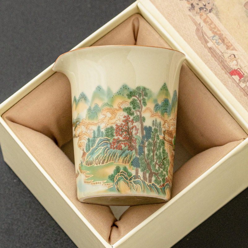 Nhà máy Jisu nhiều màu sắc phong cảnh cốc công cộng gốm sứ chịu nhiệt cốc đồng nhất phụ kiện bộ trà cao cấp dụng cụ pha trà