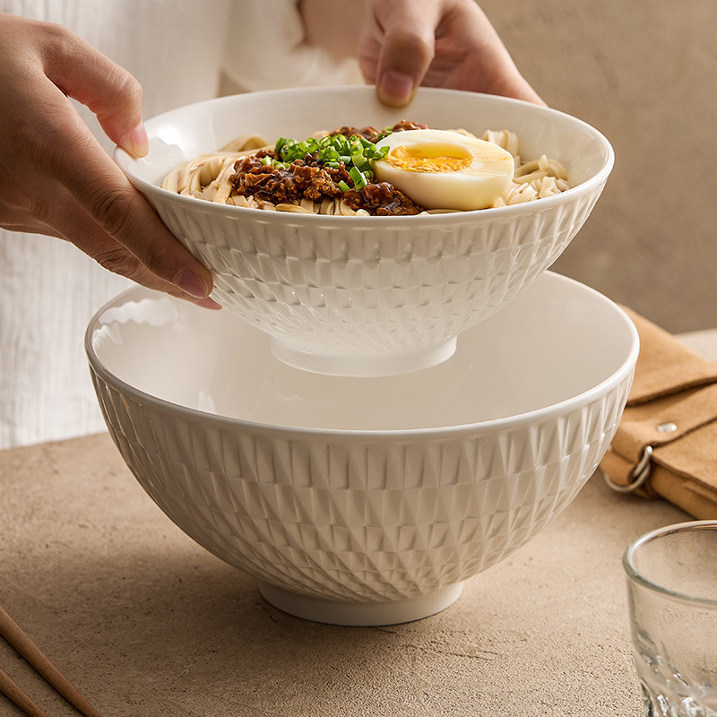 Bát mì ăn liền gốm bát canh bát cơm gia dụng bộ đồ ăn khách sạn cao cấp bát mì đơn giản hiện đại bát lớn