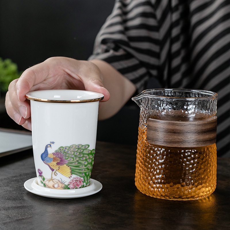 Dụng cụ pha trà di động thủy tinh công bằng nhanh dụng cụ trà du lịch một ấm Ba cốc Bộ gia dụng quà tặng doanh nghiệp LOGO