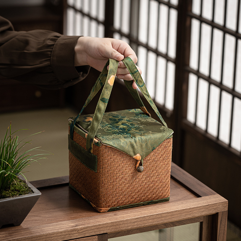 Túi đựng đồ Bộ trà du lịch gia dụng, cốc khách nhanh, hộp đựng đồ Đan Mây dung tích lớn cầm tay xách tay ngoài trời, túi vải