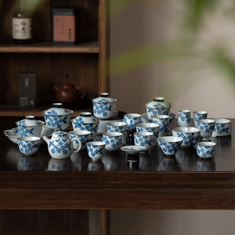 Bát có nắp vẽ tay, ấm trà hoa thu hải đường tráng men màu cổ điển, ấm trà, bộ trà Kung Fu gia đình, nhà sản xuất bát trà bán buôn