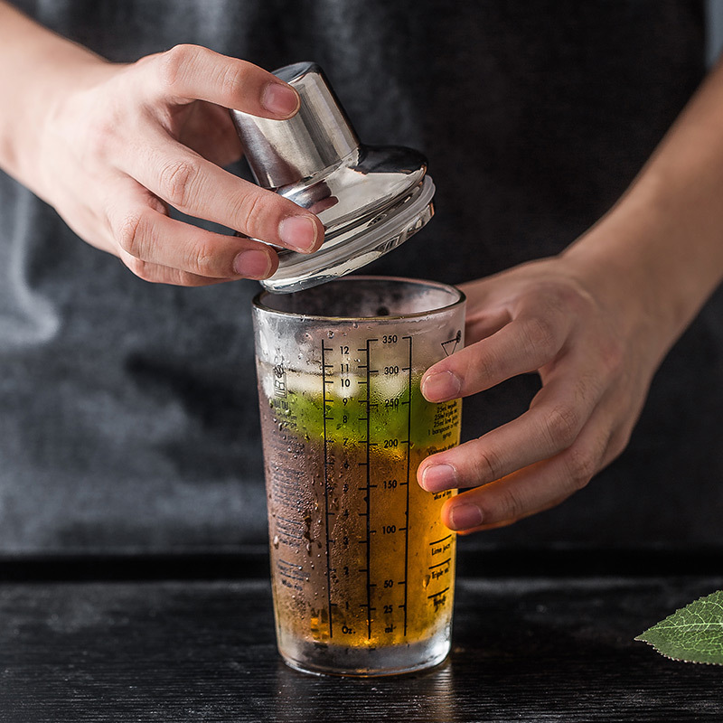 Cốc pha chế ThủY Tinh Có thang đo ly lắc trà sữa trong suốt ly lắc tay Bar Cocktail Bình Lắc Rượu dụng cụ pha rượu