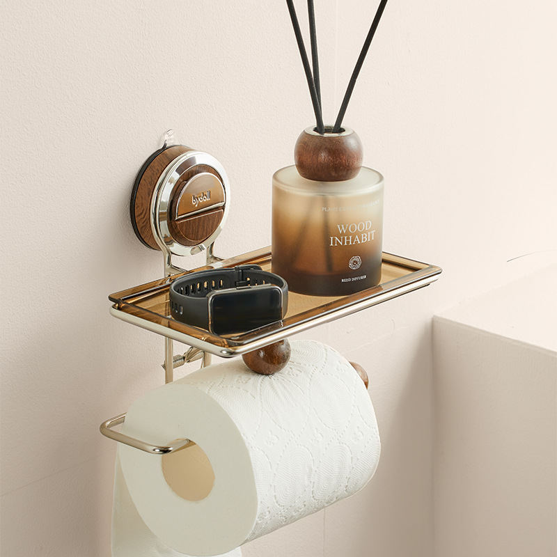 Hộp đựng giấy vệ sinh nhà vệ sinh cốc hút phong cách thời trung cổ Giá để giấy cuộn nhà vệ sinh không cần đục lỗ Giá treo tường bằng thép không gỉ