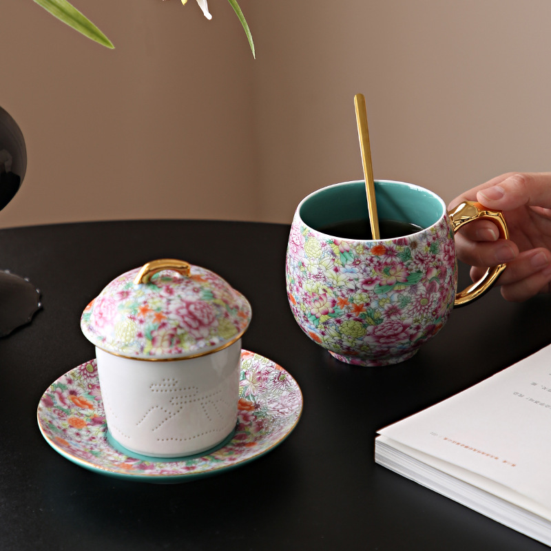 Cốc pha trà cao cấp cốc cá nhân gốm sứ chuyên dụng cho nữ tách trà văn phòng có giá trị cao sang trọng