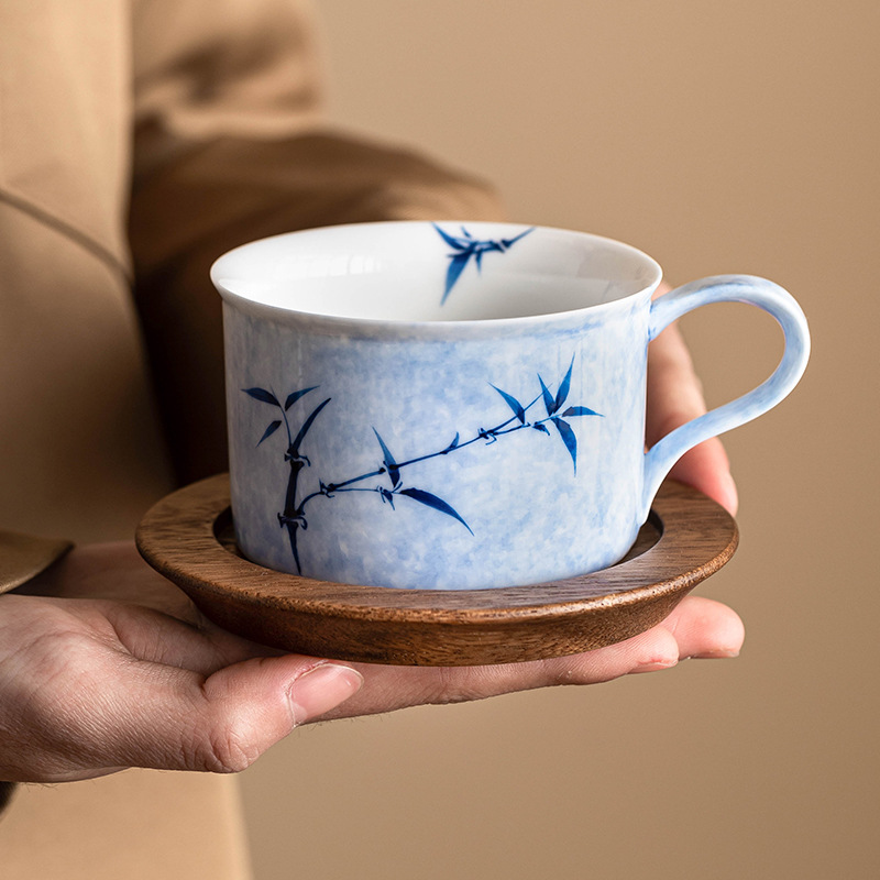 Cốc cà phê tre mực vẽ tay cốc nước gia dụng gốm sứ cốc cà phê trà cổ điển cốc latte sáng tạo cốc mug tinh tế