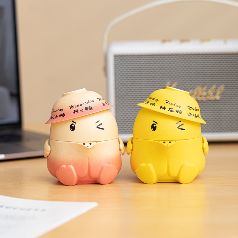 Vịt đổ xăng, cốc khách nhanh, bộ trà du lịch, bộ trà gốm sứ cầm tay một ấm ba cốc, bộ trà Kung Fu cắm trại ngoài trời