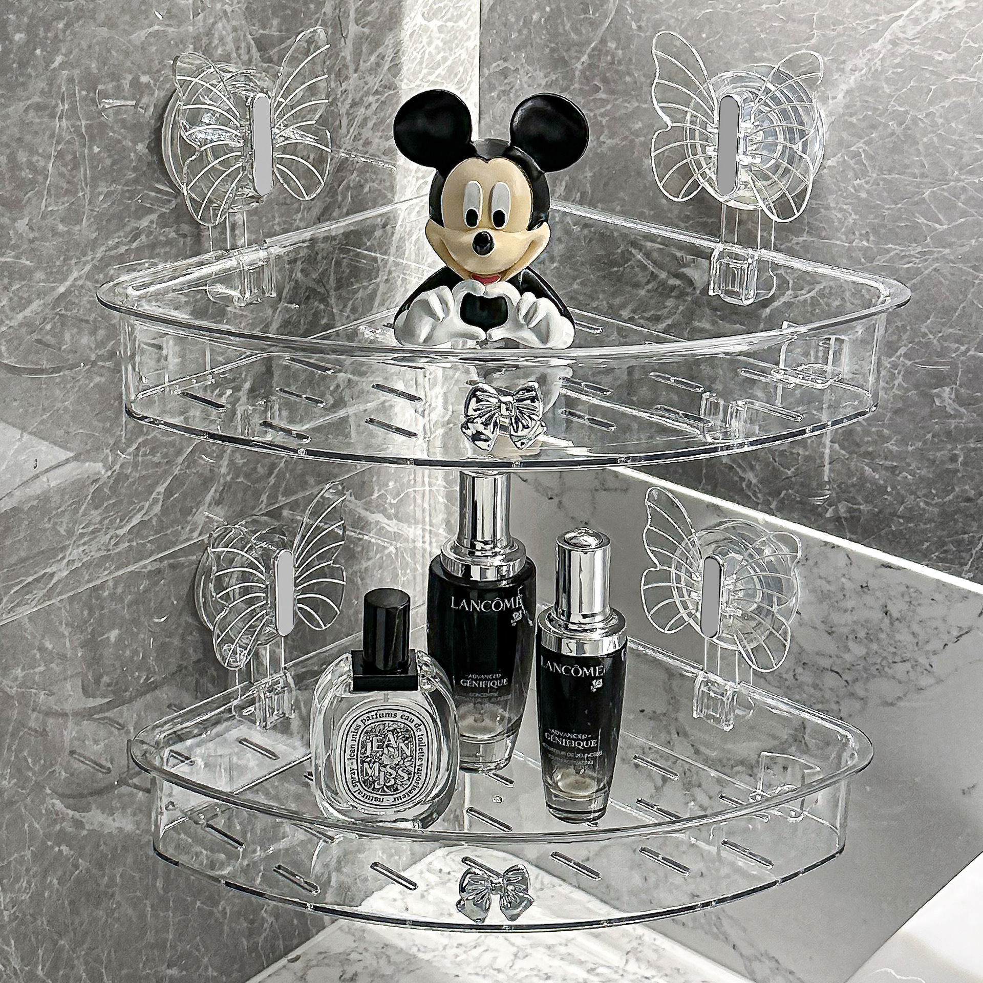 Kệ phòng tắm cốc hút bướm treo tường phòng tắm không đục lỗ rửa tay Giá để đồ vệ sinh tam giác nhà vệ sinh