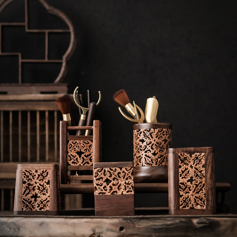 Trà đạo sáu quý ông vỏ quả óc chó ghép thủ công kẹp trà Gỗ Óc Chó gia dụng Bộ trà Kung Fu phối