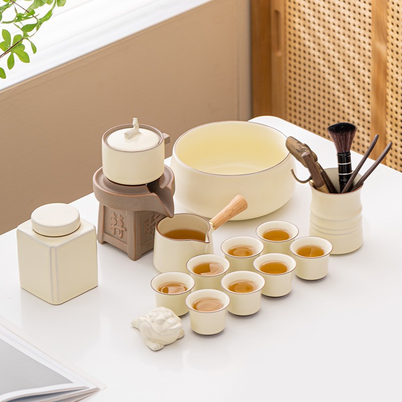 Bộ ấm trà Ru Kiln kiểu mới 2024 Bộ ấm trà Kung Fu bán tự động dành cho người lười gia dụng bán buôn ấm pha trà cao cấp sang trọng nhẹ