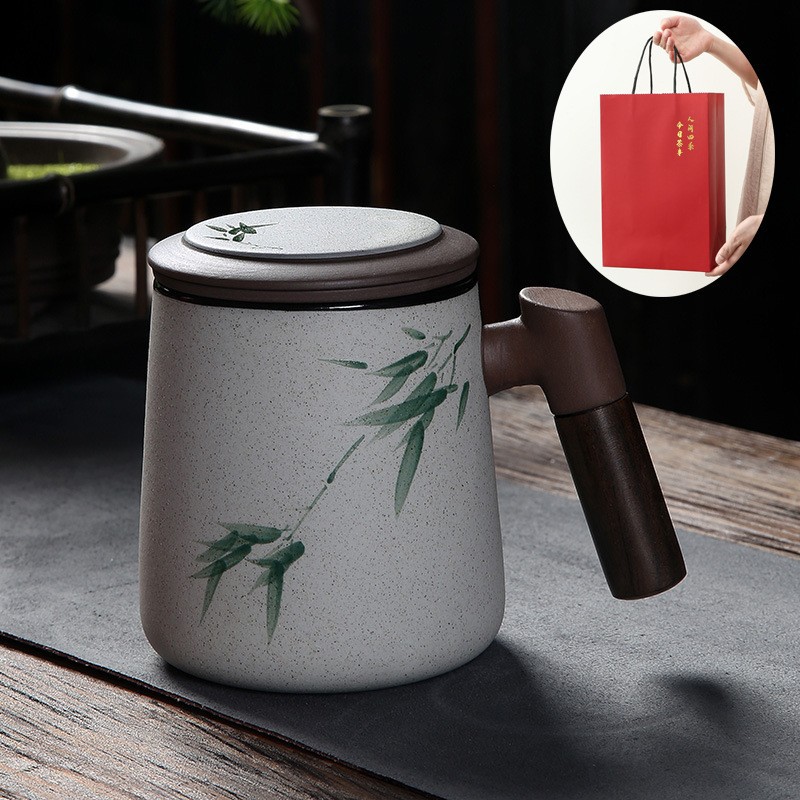 Vẽ tay màu tím cát văn phòng tách trà tách trà thực tế tách trà trà nhẹ sang trọng hội nghị hưu trí quà tặng gốm sứ